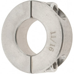 Value Collection - 11/16" Bore, Stainless Steel, Two Piece Two Piece Split Shaft Collar - 1-1/2" Outside Diam, 1/2" Wide - Exact Tooling