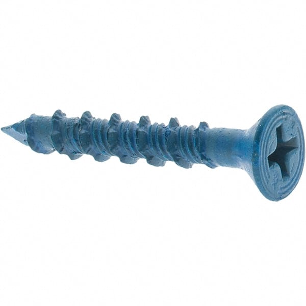 Value Collection - 3/16" Diam, 1-1/4" OAL, Phillips Drive, Concrete Screw & Masonry Fastener - Steel, Includes Drill Bit - Exact Tooling
