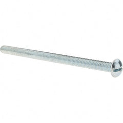 Value Collection - 3/8-16 UNC, 6" Length Under Head Slotted Drive Machine Screw - Round Head, Alloy Steel, Zinc-Plated Finish, Without Washer - Exact Tooling