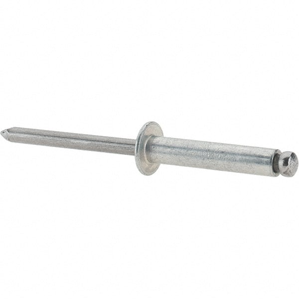 Value Collection - Size 612 Dome Head Steel Open End Blind Rivet - Steel Mandrel, 0.626" to 3/4" Grip, 3/8" Head Diam, 0.192" to 0.196" Hole Diam, 0.95" Length Under Head, 3/16" Body Diam - Exact Tooling