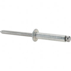 Value Collection - Size 612 Dome Head Steel Open End Blind Rivet - Steel Mandrel, 0.626" to 3/4" Grip, 3/8" Head Diam, 0.192" to 0.196" Hole Diam, 0.95" Length Under Head, 3/16" Body Diam - Exact Tooling