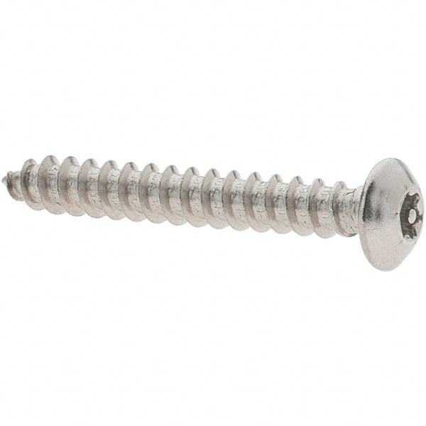Value Collection - #6 Button Head Pin In Torx Sheet Metal Screw - Stainless Steel, 1" Length Under Head, Grade 18-8, T10 Drive - Exact Tooling