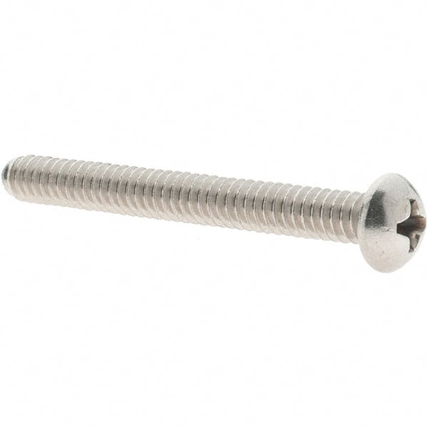 Value Collection - #10-24 UNC, 1-3/4" Length Under Head Phillips Drive Machine Screw - Round Head, Grade 18-8 Stainless Steel, Uncoated, Without Washer - Exact Tooling