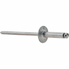 Value Collection - Size 46 Large Flange Dome Head Aluminum Open End Blind Rivet - Steel Mandrel, 0.251" to 3/8" Grip, 3/8" Head Diam, 0.129" to 0.133" Hole Diam, 0.525" Length Under Head, 1/8" Body Diam - Exact Tooling