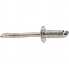 Value Collection - Size 86 Dome Head Stainless Steel Open End Blind Rivet - Stainless Steel Mandrel, 0.251" to 3/8" Grip, 1/2" Head Diam, 0.257" to 0.261" Hole Diam, 6250" Length Under Head, 1/4" Body Diam - Exact Tooling