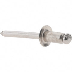 Value Collection - Size 84 Dome Head Stainless Steel Open End Blind Rivet - Stainless Steel Mandrel, 0.062" to 1/4" Grip, 1/2" Head Diam, 0.257" to 0.261" Hole Diam, 1/2" Length Under Head, 1/4" Body Diam - Exact Tooling