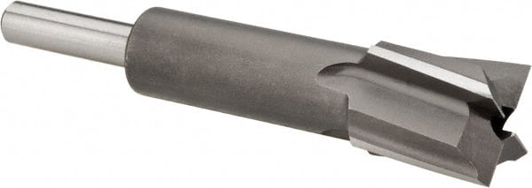 Made in USA - 11/16" Diam, 1/4" Shank, Diam, 4 Flutes, Straight Shank, Interchangeable Pilot Counterbore - Exact Tooling