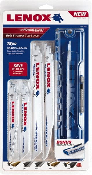 Lenox - 11 Piece, 6" to 9" Long x 0.042" to 0.062" Thick, Bi-Metal Reciprocating Saw Blade Set - Tapered Profile, 6 to 14 Teeth per Inch - Exact Tooling