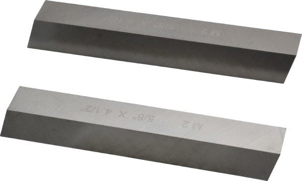 Cleveland - M2 High Speed Steel Square Tool Bit Blank - 5/8" Wide x 5/8" High x 4-1/2" OAL, 2 Beveled Ends, 10° Bevel Angle, Ground - Exact Tooling