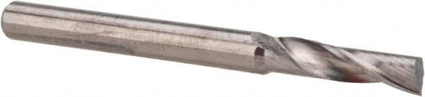 Accupro - 1/8" Cutting Diam x 1/2" Length of Cut, 1 Flute, Upcut Spiral Router Bit - Uncoated, Right Hand Cut, Solid Carbide, 1-1/2" OAL x 1/8" Shank Diam, Single Edge, 22° Helix Angle - Exact Tooling