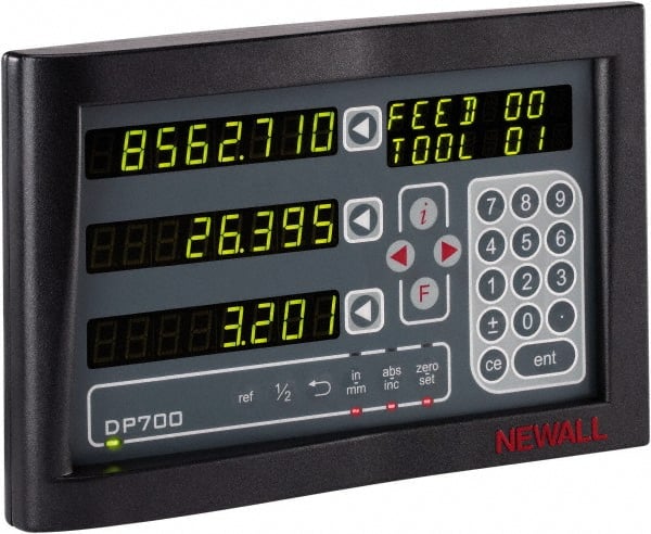 Newall - 3 Axis, 40" X-Axis Travel, 16" Y-Axis Travel, 6" Z-Axis Travel, Milling DRO System - 0.0005" Resolution, 10µm Accuracy, LED Display - Exact Tooling