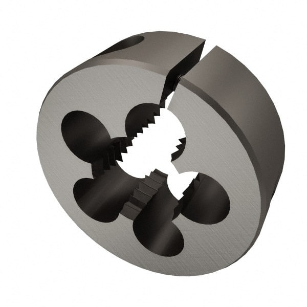 Cle-Line - M16x2.00 Metric Coarse Thread, 1-1/2" Outside Diam High Speed Steel Round Die - 1/2" Thick, Right Hand Thread, Adjustable - Exact Tooling