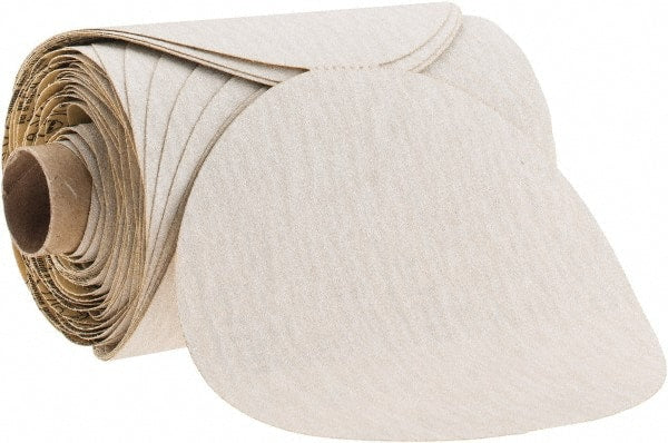 3M - 5" Diam, 150 Grit Aluminum Oxide Adhesive PSA Disc - Very Fine Grade, White, C Weighted Backing, Flexible, 12,000 Max RPM, Use with Random Orbital Sanders - Exact Tooling