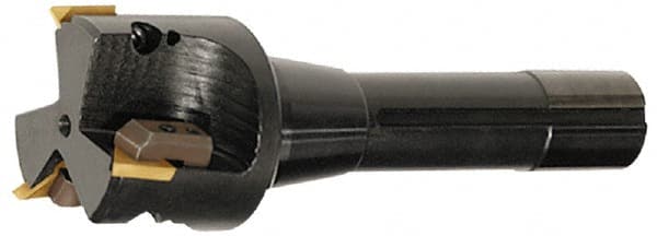 APT - 1-5/8" Cut Diam, 0.65" Max Depth of Cut, 3/4" Shank Diam, 3-7/8" OAL, Indexable Square Shoulder End Mill - TPC 32..., TPG 32., TPU 32. Inserts, Weldon Shank, 90° Lead Angle, Series Tri-Dex - Exact Tooling