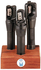 APT - 1 to 1-1/2" Cutting Diam, R8 Shank, IndexableRound Inserted End Mill Set - EMR Carbide Toolholder, Series Tri-Dex - Exact Tooling