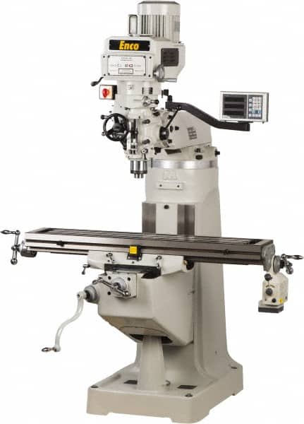 Value Collection - 9 x 49" 2 hp 220V Variable Speed Pulley Control 3 Phase Knee Milling Machine - Exact Tooling