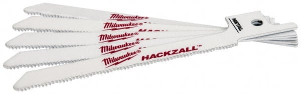 Milwaukee Tool - 3-1/2" Long x 5/16" Thick, Bi-Metal Reciprocating Saw Blade - Scroll Profile, 24 TPI, Toothed Edge, Universal Shank - Exact Tooling
