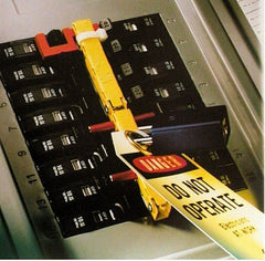 3M - 1-1/2 Wide, Circuit Breaker Panel Lockout Bar - 7 Padlocks, 14 Circuits - Exact Tooling