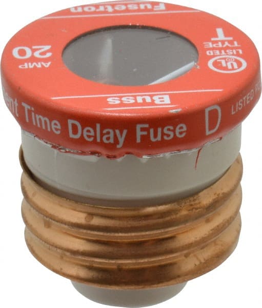 Cooper Bussmann - 125 VAC, 20 Amp, Time Delay Plug Fuse - Fuse Holder Mount, 2.38" OAL, 10 (RMS Symmetrical) kA Rating, 2-1/4" Diam - Exact Tooling