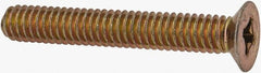 Made in USA - #8-32 UNC, 1-3/16" OAL Phillips Drive Machine Screw - Flat Head, Grade 3 Steel, Yellow Cadmium-Plated Finish, Without Washer - Exact Tooling
