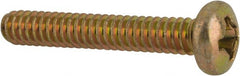 Made in USA - #6-32 UNC, 7/8" Length Under Head Phillips Drive Machine Screw - Pan Head, Grade 3 Steel, Yellow Cadmium-Plated Finish, Without Washer - Exact Tooling