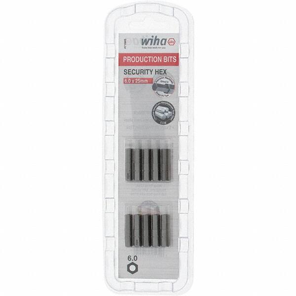 Wiha - 6mm Hex Screwdriver Bit - 1/4" Drive, 1" OAL - Exact Tooling