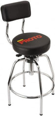Proto - 14 Inch Wide x 3 Inch Deep x 44 Inch High, Circular Base, Heavy Duty Shop Stool - Vinyl Seat, Metal and Black - Exact Tooling
