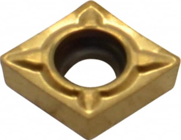 Seco - CCMT21.50.5 F1 Grade TS2000 Carbide Turning Insert - TiAlN/TiN Finish, 80° Diamond, 1/4" Inscr Circle, 3/32" Thick, 0.0078" Corner Radius - Exact Tooling
