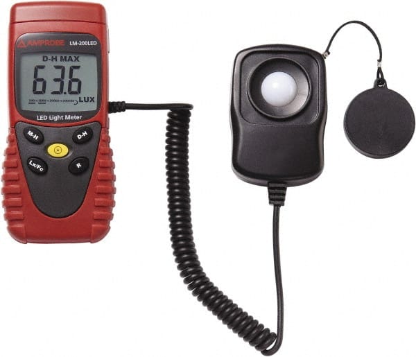 Amprobe - 9 Volt Battery, 40 to 40,000 FC, LCD Display, Silicone Photodiode Light Meter - 3 Accuracy, Compatible with All Visible Light Lighting, Built In Memory - Exact Tooling
