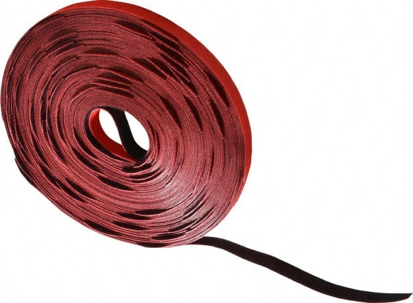 VELCRO Brand - 75 Piece 3/4" Wide x 12" Piece Length, Self Fastening Tie/Strap Hook & Loop Strap - Perforated/Pieces Roll, Red, Printable Surface - Exact Tooling
