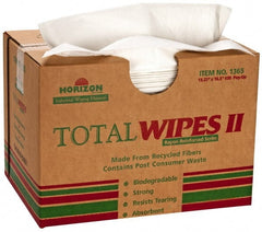Ability One - Flat Fold Shop Towel/Industrial Wipes - 16-1/2" x 13" Sheet Size, White - Exact Tooling