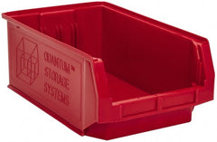 Quantum Storage - 90 Lb. Load Capacity, 19-3/4" Deep, Red Polyethylene Hopper Stacking Bin - 7-7/8" High x 12-3/8" Wide x 19-3/4" Long - Exact Tooling