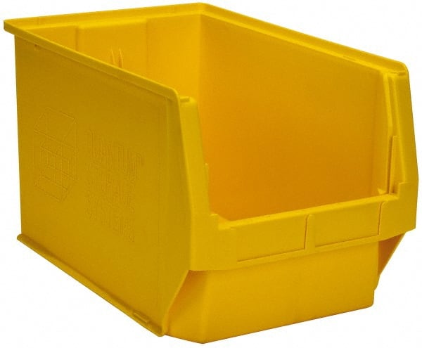 Quantum Storage - 100 Lb. Load Capacity, 19-3/4" Deep, Yellow Polyethylene Hopper Stacking Bin - 11-7/8" High x 12-3/8" Wide x 19-3/4" Long - Exact Tooling
