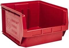 Quantum Storage - 120 Lb. Load Capacity, 19-3/4" Deep, Red Polyethylene Hopper Stacking Bin - 11-7/8" High x 18-3/8" Wide x 19-3/4" Long - Exact Tooling
