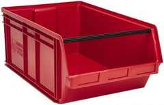 Quantum Storage - 140 Lb. Load Capacity, 29" Deep, Red Polyethylene Hopper Stacking Bin - 11-7/8" High x 18-3/8" Wide x 29" Long - Exact Tooling