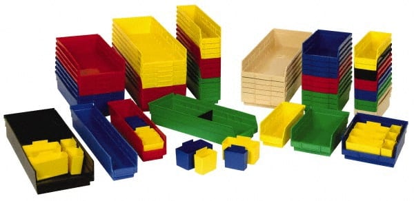 Quantum Storage - 50 Lb. Load Capacity, 23-5/8" Deep, Red Polypropylene Hopper Shelf Bin - 4" High x 8-3/8" Wide x 23-5/8" Long - Exact Tooling