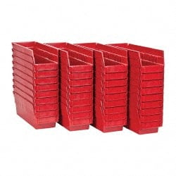 Quantum Storage - 50 Lb. Load Capacity, 11-5/8" Deep, Red Polypropylene Hopper Shelf Bin - 4" High x 4-1/8" Wide x 11-5/8" Long - Exact Tooling