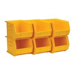 Quantum Storage - 50 Lb. Load Capacity, 10-3/4" Deep, Yellow Polypropylene Hopper Stacking Bin - 7" High x 8-1/4" Wide x 10-3/4" Long - Exact Tooling