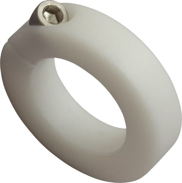 Climax Metal Products - 1-1/4" Bore, Plastic, One Piece One Piece Split Shaft Collar - 2-1/16" Outside Diam, 1/2" Wide - Exact Tooling