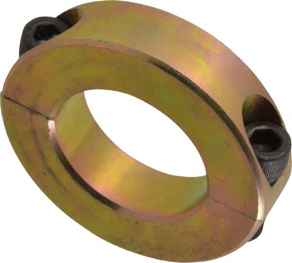 Climax Metal Products - 1-3/16" Bore, Steel, Two Piece Clamping Shaft Collar - 2-1/16" Outside Diam, 1/2" Wide - Exact Tooling