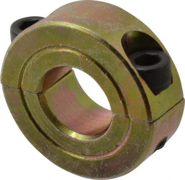 Climax Metal Products - 9/16" Bore, Steel, Two Piece Clamping Shaft Collar - 1-1/8" Outside Diam, 7/16" Wide - Exact Tooling