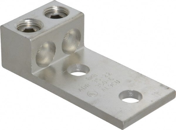 Thomas & Betts - 6 AWG Noninsulated Compression Connection Rectangle Ring Terminal - 1/2" Stud, 4-1/4" OAL x 2-19/64" Wide, Tin Plated Aluminum Contact - Exact Tooling