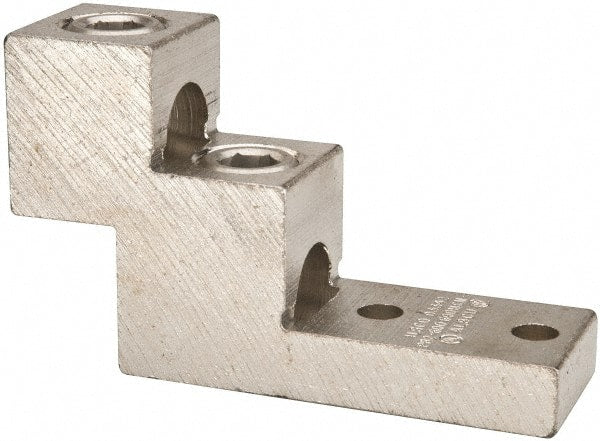 Thomas & Betts - 2 AWG Noninsulated Compression Connection Rectangle Ring Terminal - 13/32" Stud, 4-29/32" OAL x 1-1/2" Wide, Tin Plated Aluminum Contact - Exact Tooling