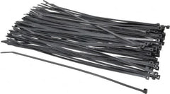Thomas & Betts - 8-1/2" Long Black Nylon Standard Cable Tie - 40 Lb Tensile Strength, 1.13mm Thick, 1-1/4" Max Bundle Diam - Exact Tooling