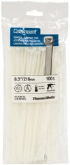 Thomas & Betts - 8-1/2" Long Natural (Color) Nylon Standard Cable Tie - 40 Lb Tensile Strength, 1.13mm Thick, 4" Max Bundle Diam - Exact Tooling