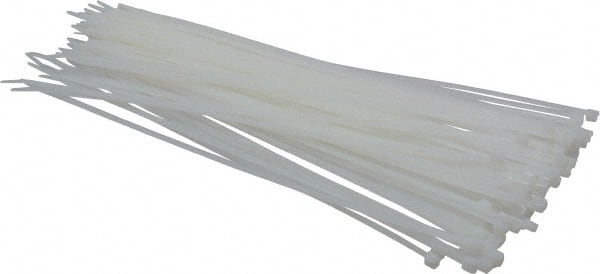 Thomas & Betts - 11-1/2" Long Natural (Color) Nylon Standard Cable Tie - 40 Lb Tensile Strength, 1.13mm Thick, 1-3/4" Max Bundle Diam - Exact Tooling
