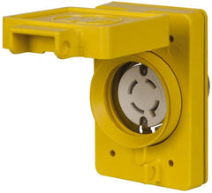 Value Collection - 480 VAC, 20 Amp, L16-20R NEMA, Self Grounding Receptacle - 3 Poles, 3 Wire, Female End, Yellow - Exact Tooling