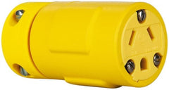 Value Collection - 277 VAC, 15 Amp, 7-15 NEMA, Straight, Ungrounded, Industrial Grade Connector - 2 Pole, 3 Wire, Rubber, Yellow - Exact Tooling