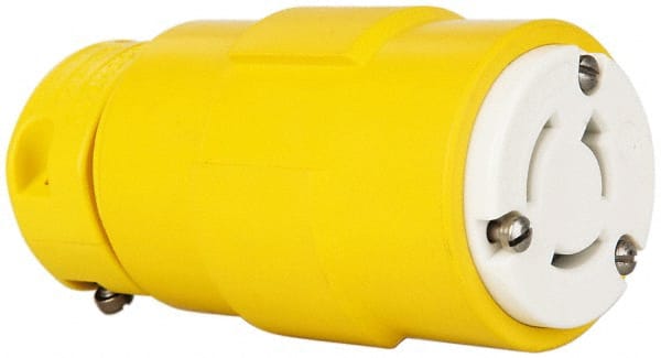 Value Collection - 125/250 VAC, 20 Amp, NonNEMA, Straight, Ungrounded, Industrial Grade Connector - 3 Pole, 3 Wire, 1 Phase, Rubber, Yellow - Exact Tooling