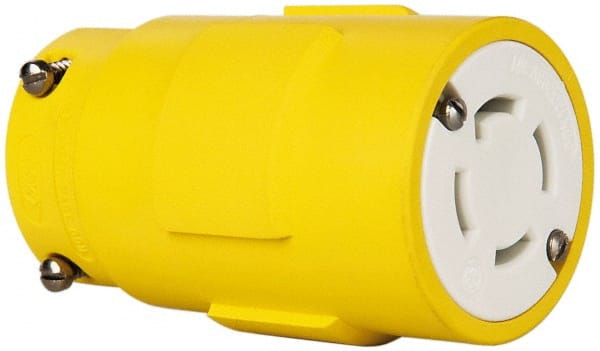 Value Collection - 125/250 VAC, 30 Amp, NonNEMA, Straight, Ungrounded, Industrial Grade Connector - 4 Pole, 4 Wire, 1 Phase, Rubber, Yellow - Exact Tooling